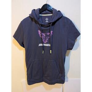 Under Armour Iron Paradise Project Rock Short Sleeve Bull Workout Hoodie Sz M